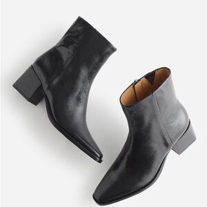 Madewell Ardin Black Leather Ankle Boots